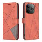 For Realme GT 6 / GT 6T Magnetic Buckle Rhombus Texture Leather Phone Case(Brown) - 1