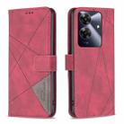 For Realme Note 60 / C61 Magnetic Buckle Rhombus Texture Leather Phone Case(Red) - 1