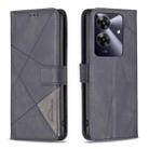 For Realme Note 60 / C61 Magnetic Buckle Rhombus Texture Leather Phone Case(Black) - 1