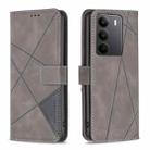 For Realme C75 4G Magnetic Buckle Rhombus Texture Leather Phone Case(Grey) - 1