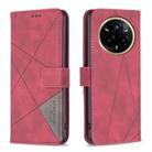 For Realme 14 Pro Magnetic Buckle Rhombus Texture Leather Phone Case(Red) - 1