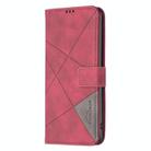 For Realme 14 Pro Magnetic Buckle Rhombus Texture Leather Phone Case(Red) - 2