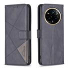 For Realme 14 Pro Magnetic Buckle Rhombus Texture Leather Phone Case(Black) - 1