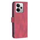 For Realme 14 5G Global Magnetic Buckle Rhombus Texture Leather Phone Case(Red) - 3