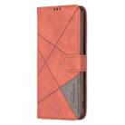 For Realme 14 5G Global Magnetic Buckle Rhombus Texture Leather Phone Case(Brown) - 2