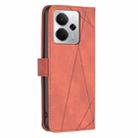 For Realme 14 5G Global Magnetic Buckle Rhombus Texture Leather Phone Case(Brown) - 3