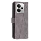 For Realme 14 5G Global Magnetic Buckle Rhombus Texture Leather Phone Case(Grey) - 3