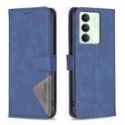 For Realme 14X 5G Magnetic Buckle Rhombus Texture Leather Phone Case(Blue) - 1