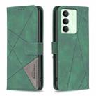 For Realme 14X 5G Magnetic Buckle Rhombus Texture Leather Phone Case(Green) - 1