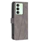 For Realme 14X 5G Magnetic Buckle Rhombus Texture Leather Phone Case(Grey) - 3