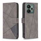 For Realme 15 5G Magnetic Buckle Rhombus Texture Leather Phone Case(Grey) - 1