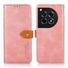 For OnePlus 12R / Ace 3 KHAZNEH Dual-color Cowhide Texture Flip Leather Phone Case(Rose Gold) - 1