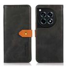 For OnePlus 12R / Ace 3 KHAZNEH Dual-color Cowhide Texture Flip Leather Phone Case(Black) - 1