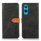 For OnePlus Nord CE4 Lite KHAZNEH Dual-color Cowhide Texture Flip Leather Phone Case(Black) - 1