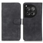 For OnePlus 12 KHAZNEH Retro Texture Leather Phone Case(Black) - 1