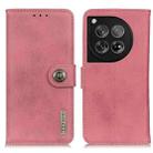 For OnePlus 12 KHAZNEH Cowhide Texture Flip Leather Phone Case(Pink) - 1
