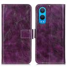 For OnePlus Nord CE4 Lite Retro Crazy Horse Texture Leather Phone Case(Purple) - 1