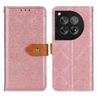 For OnePlus 12 European Floral Embossed Flip Leather Phone Case(Pink) - 1