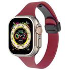 For Apple Watch Ultra 49mm Magnetic Buckle Slim Silicone Watch Band(Wine Red) - 1
