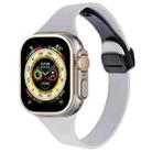 For Apple Watch Ultra 49mm Magnetic Buckle Slim Silicone Watch Band(Light Grey) - 1