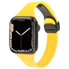 For Apple Watch 8 45mm  Magnetic Buckle Slim Silicone Watch Band(Yellow) - 1