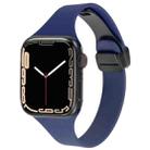 For Apple Watch 8 45mm  Magnetic Buckle Slim Silicone Watch Band(Midnight Blue) - 1