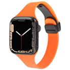 For Apple Watch Series 8 45mm  Magnetic Buckle Slim Silicone Watch Band(Orange) - 1