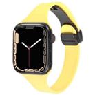 For Apple Watch 8 45mm  Magnetic Buckle Slim Silicone Watch Band(Light Yellow) - 1