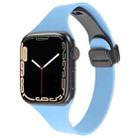 For Apple Watch 8 45mm  Magnetic Buckle Slim Silicone Watch Band(Light Blue) - 1