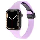 For Apple Watch 8 45mm  Magnetic Buckle Slim Silicone Watch Band(Lavender) - 1