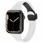 For Apple Watch SE 2022 44mm Magnetic Buckle Slim Silicone Watch Band(White) - 1