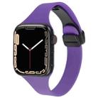 For Apple Watch 7 45mm Magnetic Buckle Slim Silicone Watch Band(Dark Purple) - 1