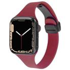 For Apple Watch Series 3 42mm Magnetic Buckle Slim Silicone Watch Band(Wine Red) - 1