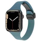 For Apple Watch SE 2023 44mm Magnetic Buckle Slim Silicone Watch Band(Light Green) - 1