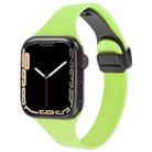 For Apple Watch SE 2023 44mm Magnetic Buckle Slim Silicone Watch Band(Green) - 1