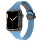 For Apple Watch SE 2023 44mm Magnetic Buckle Slim Silicone Watch Band(Blue) - 1