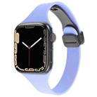 For Apple Watch Series 9 45mm Magnetic Buckle Slim Silicone Watch Band(Light Purple) - 1