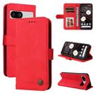 For Google Pixel 7a Skin Feel Life Tree Metal Button Leather Phone Case(Red) - 1