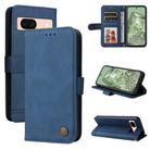 For Google Pixel 8a Skin Feel Life Tree Metal Button Leather Phone Case(Blue) - 1