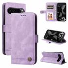 For Google Pixel 9 Pro Skin Feel Life Tree Metal Button Leather Phone Case(Purple) - 1
