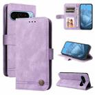 For Google Pixel 9 Skin Feel Life Tree Metal Button Leather Phone Case(Purple) - 1