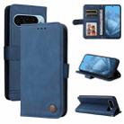 For Google Pixel 9 Skin Feel Life Tree Metal Button Leather Phone Case(Blue) - 1