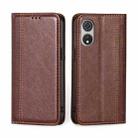 For CUBOT P60 Grid Texture Magnetic Flip Leather Phone Case(Brown) - 1