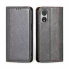 For CUBOT P60 Grid Texture Magnetic Flip Leather Phone Case(Grey) - 1