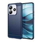 For Redmi Note 14 5G Brushed Texture Carbon Fiber TPU Phone Case(Blue) - 1