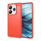 For Redmi Note 14 5G Brushed Texture Carbon Fiber TPU Phone Case(Red) - 1