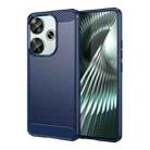 For Redmi Turbo 3 Carbon Fiber Brushed Texture TPU Phone Case(Blue) - 1