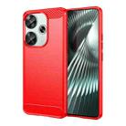 For Redmi Turbo 3 Carbon Fiber Brushed Texture TPU Phone Case(Red) - 1