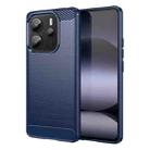 For Redmi Note 14 4G 163.25mm Carbon Fiber Brushed Texture TPU Phone Case(Blue) - 1