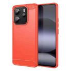 For Redmi Note 14 4G 163.25mm Carbon Fiber Brushed Texture TPU Phone Case(Red) - 1